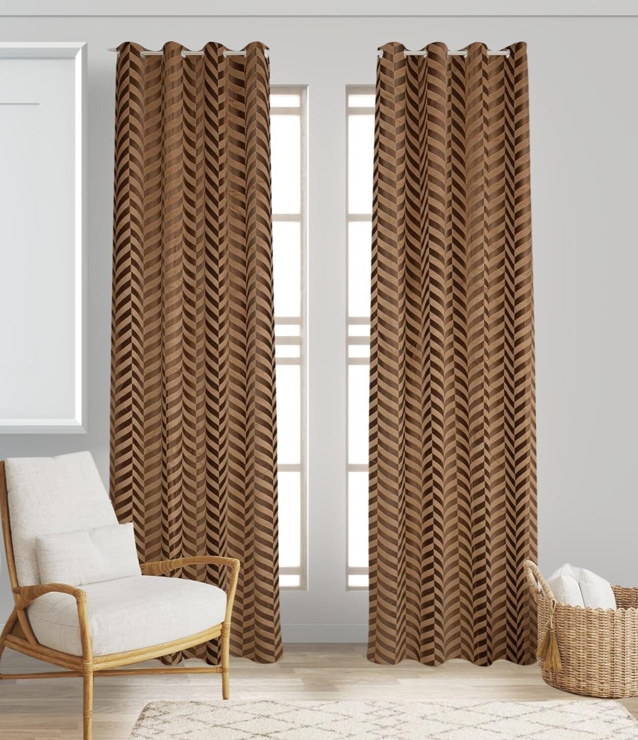 New 2 Piece Eyelet Polyester Velvet Door Curtain Set - 7 feet gallery