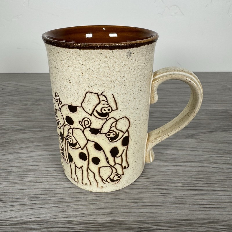 Nicholas John England Stoneware Coffee Mug Cup 4" Pigs 8 Ounces VTG "70's gallery