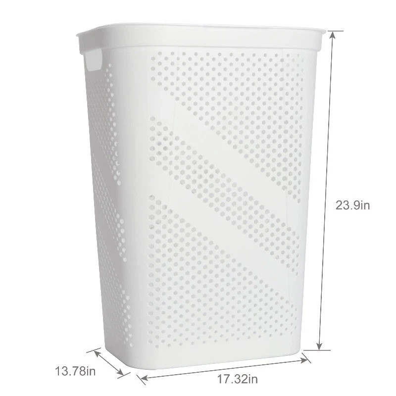 Mainstays 24" Plastic Hinged-Lid Rectangle Laundry Hamper, All Ages, White gallery