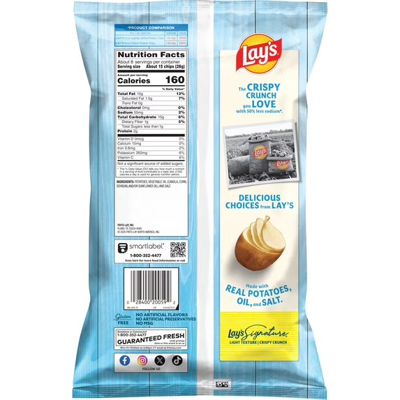 Lay's Lightly Salted Classic Potato Chips 7.75 oz Lays (Pack of 1) gallery