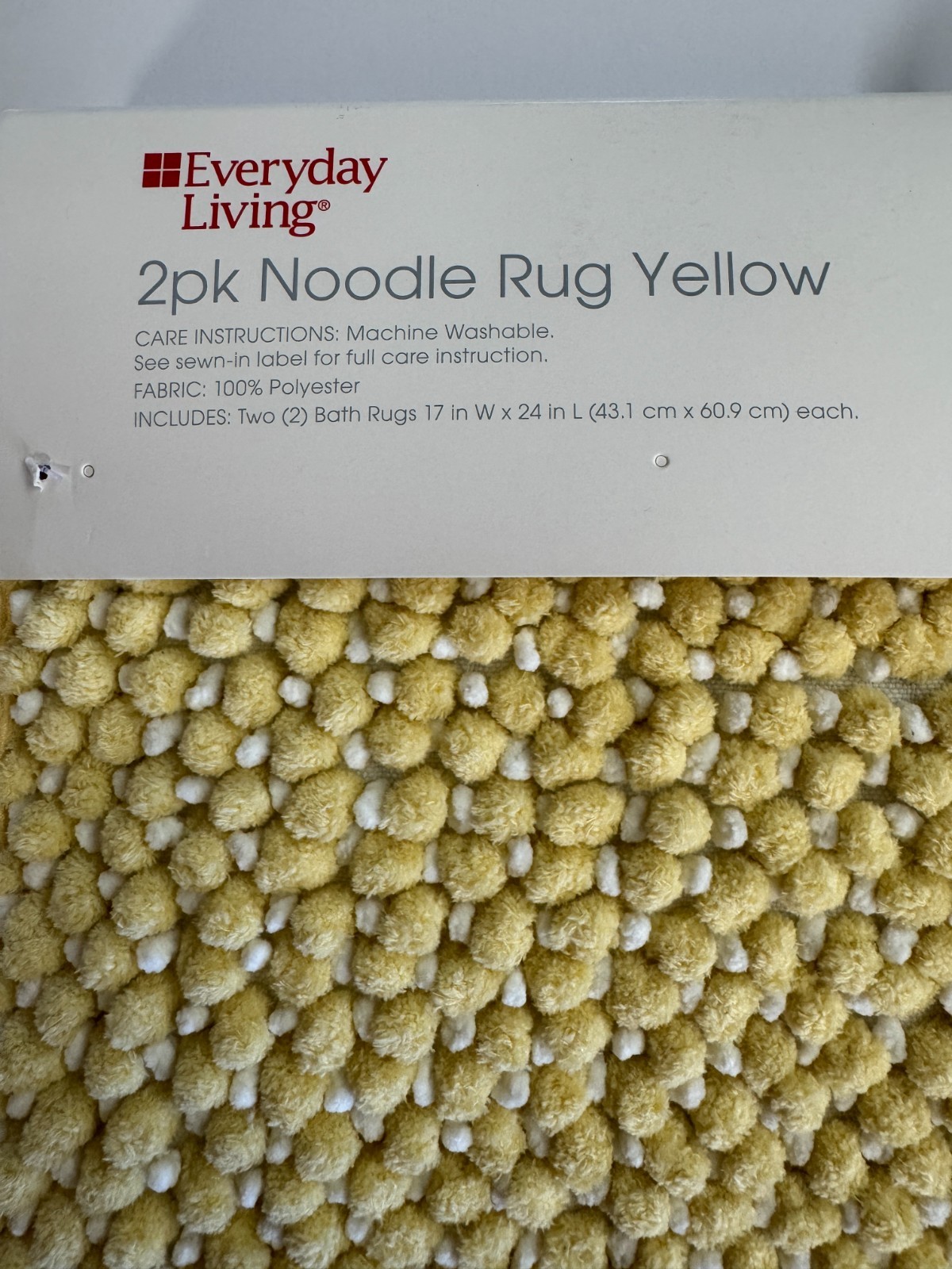 Everyday Living Yellow Noodle Rug 2 Pack Set 17x24 Bath Mats Non Slip New gallery