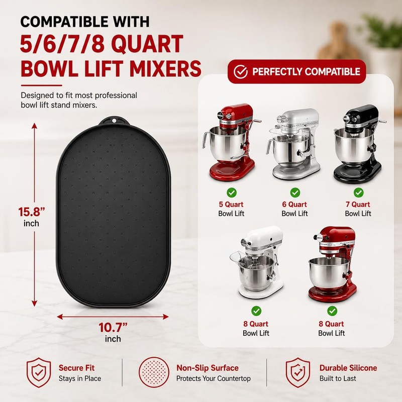 Mixer Slider Mat Compatible with KitchenAid 5/6/7/8 Qt Bowl-Lift Stand Mixers... gallery