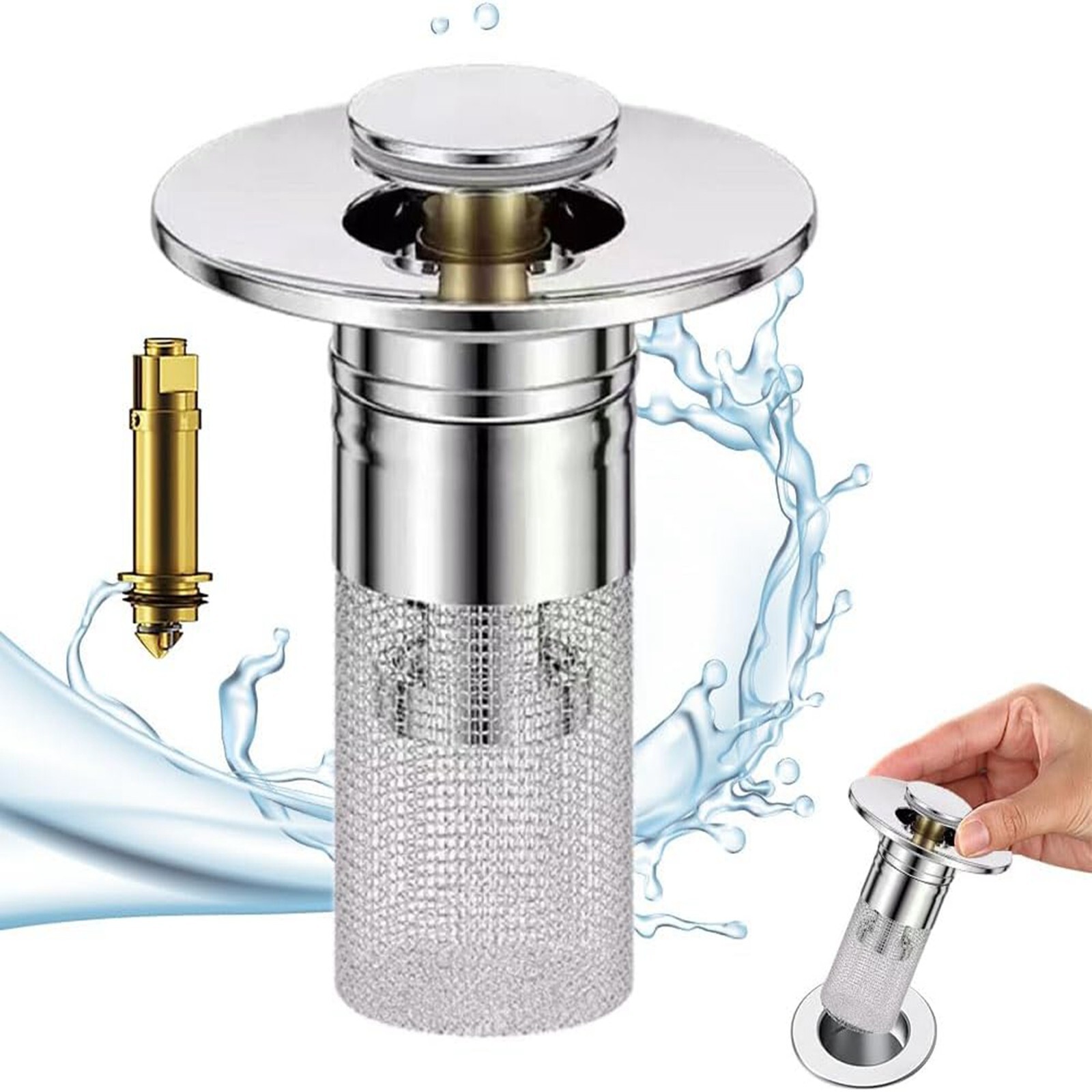 Universal Bathroom Sink Plug Stopper Pop-Up Drain Filter Wash Basin Core Bounce gallery