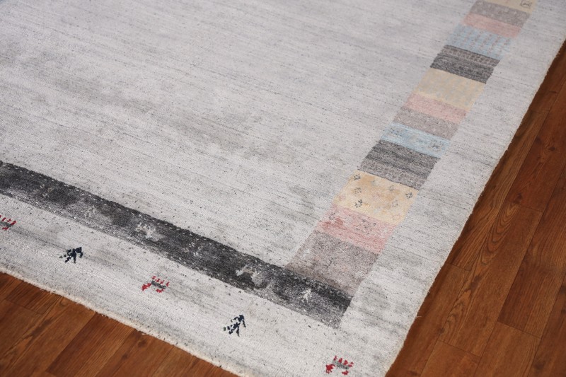 Bordered Eye-catching Gabbeh Area Rug Handmade Wool 5x8 ft gallery