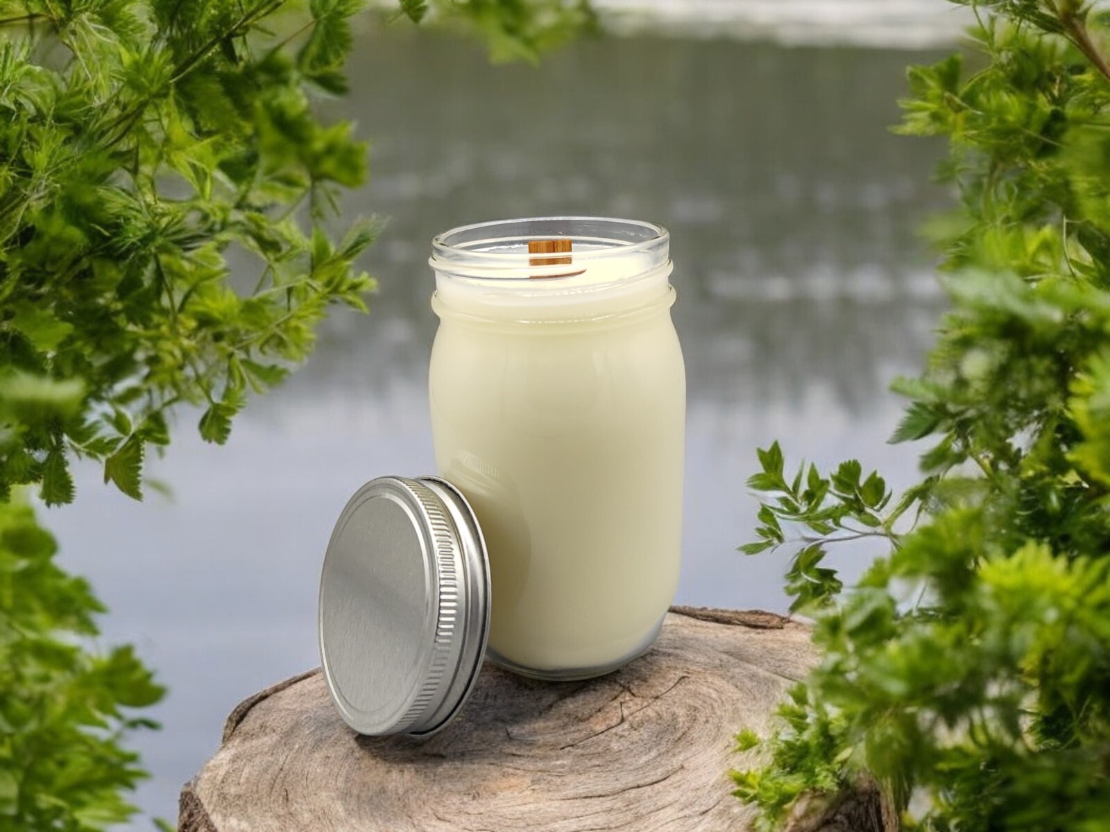 Wood wick * TUBEROSE * scented * Leah's Lite Candle * 16oz gallery