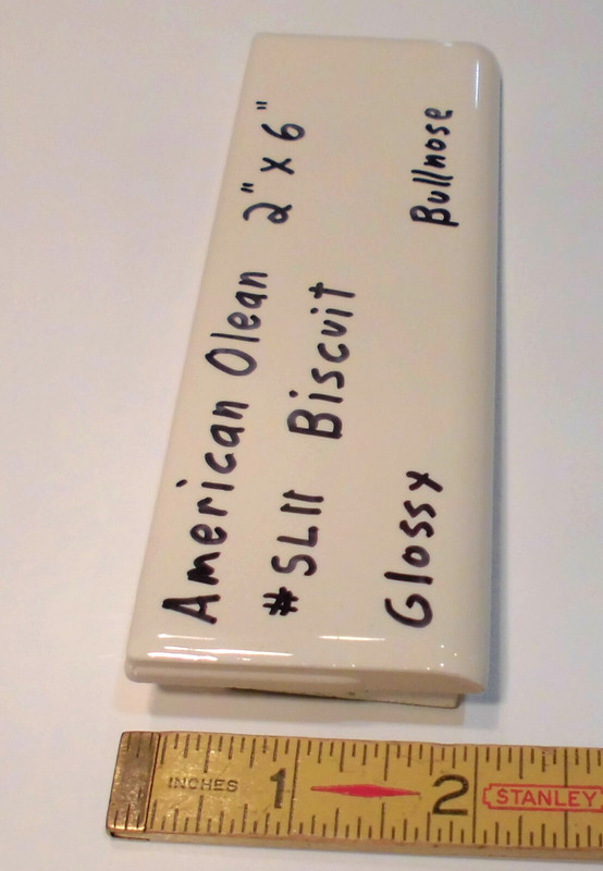 1 pc. Starting Line by American Olean; #SL11 Gloss Biscuit Bullnose Ceramic Tile gallery