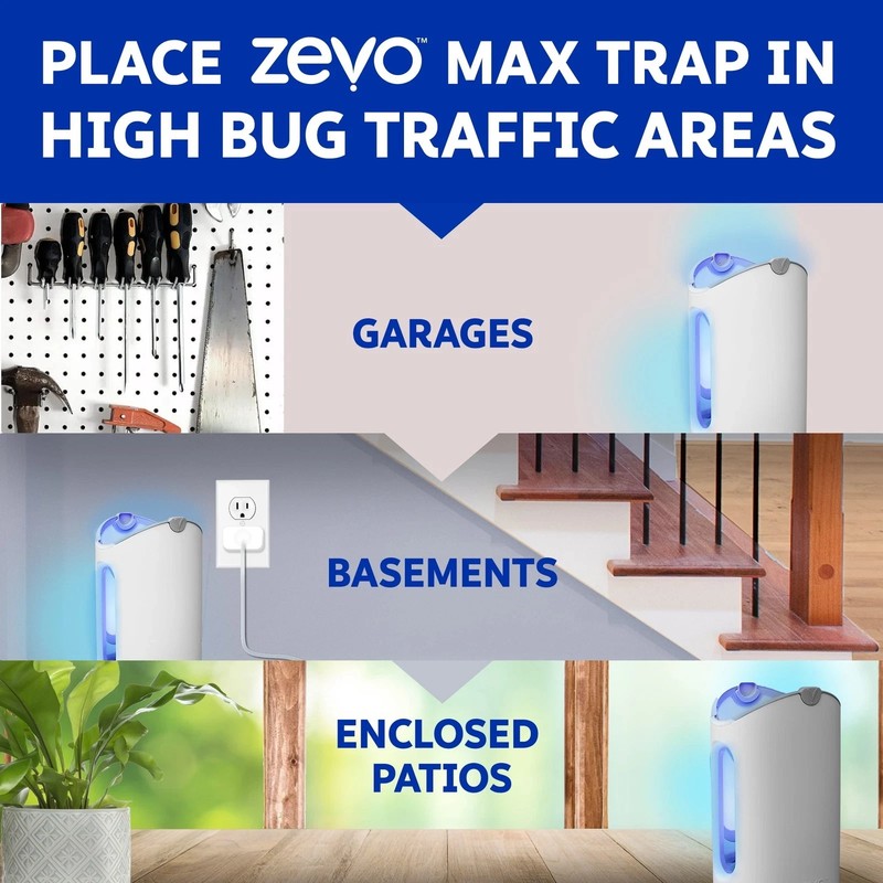 Zevo Max Indoor Flying Insect Trap Plug-In Device with 2 Cartridges-freeshipping gallery