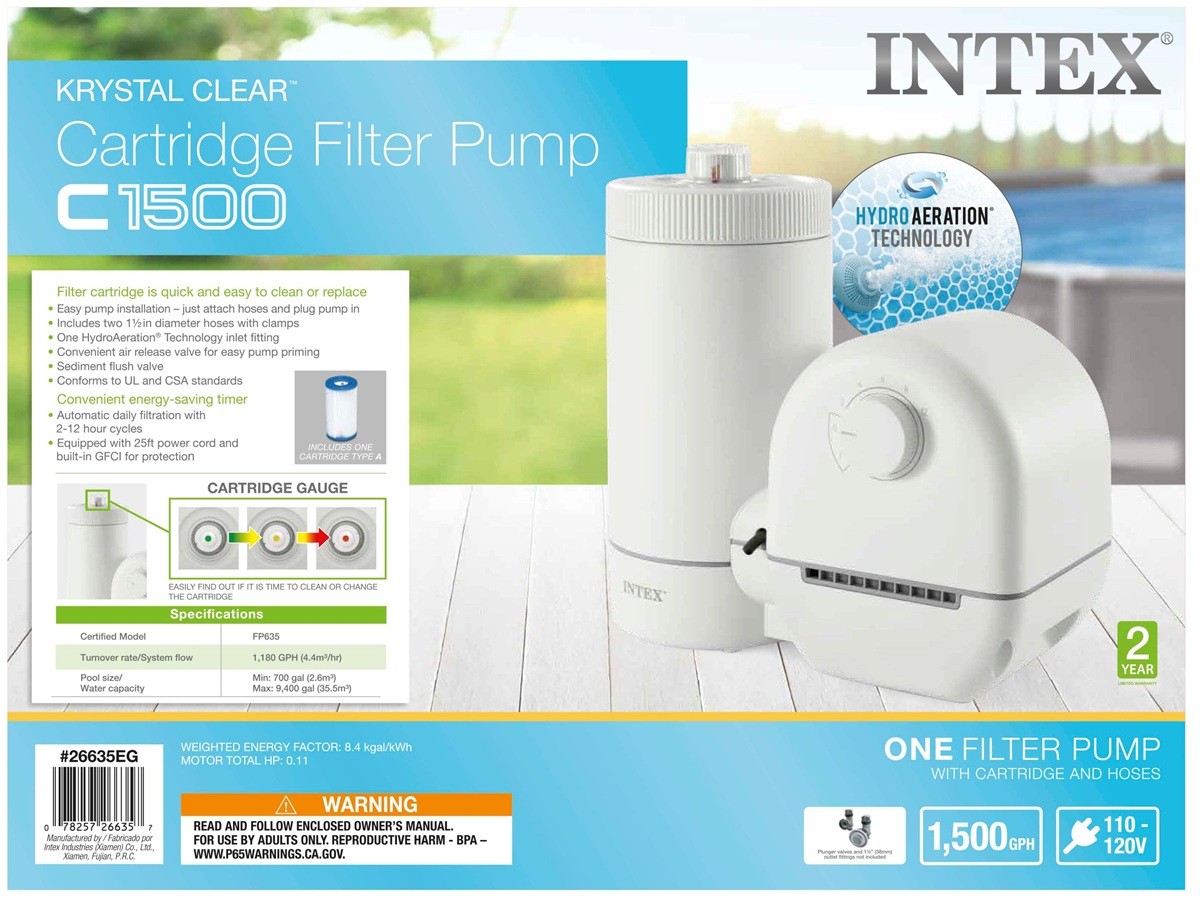 Intex C1500 Cartridge Filter Pump with GFCI for Above Ground Swimming Pools gallery