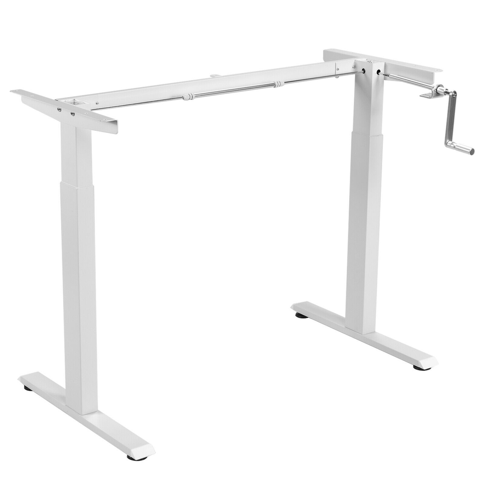 Hand Crank Sit to Stand Desk Frame Height Adjustable Standing Base White gallery