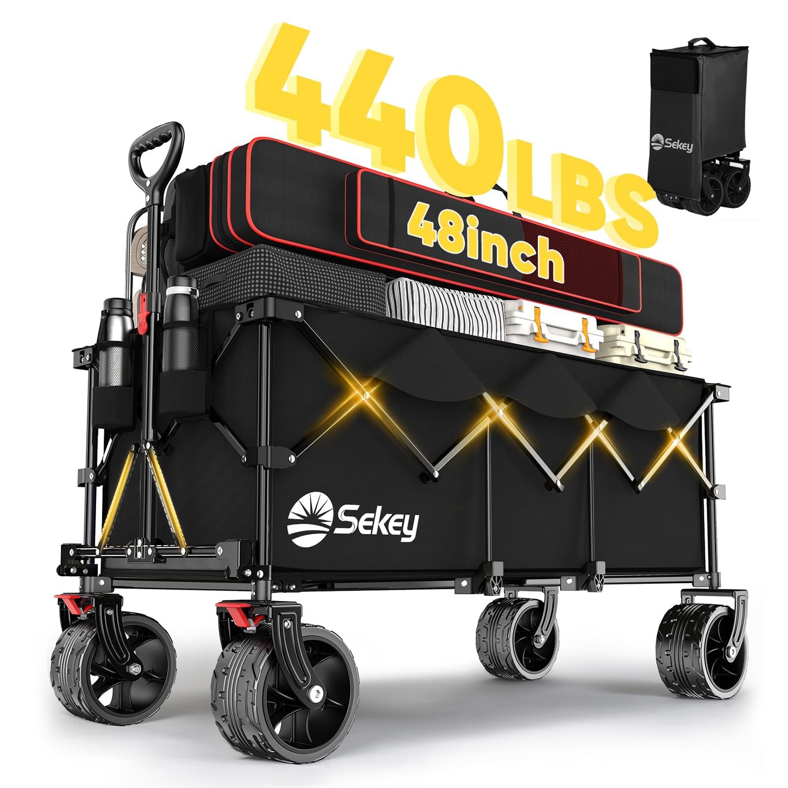 New Sekey 48''L Collapsible Foldable Extended Wagon with 440lbs Weight Capacity gallery