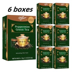 Peppermint Green Tea Herbal Tea- 6 Boxes- 18 Tea Bags Each Box -Prince of Peace