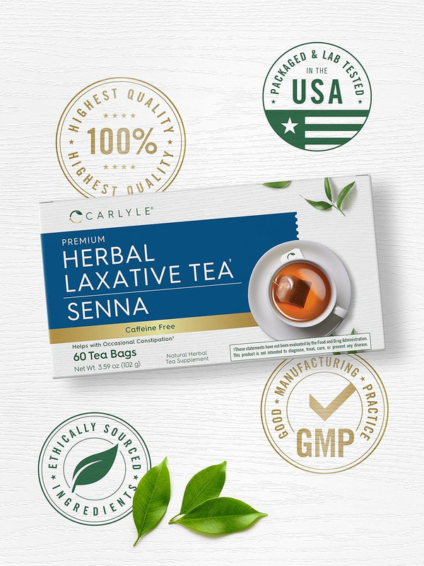 Herbal Laxative Senna Leaf Tea | 60 Tea Bags | No Caffeine | Helps with Occasion gallery