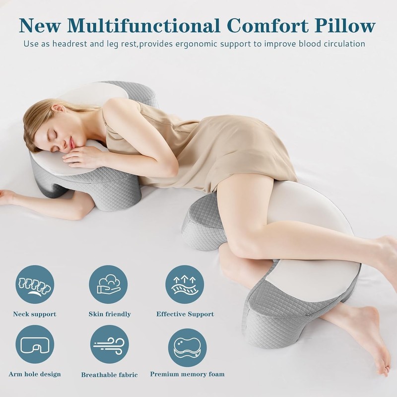 Side Sleeper Pillow - Ergonomic Memory Foam Shoulder Pillow with Arm Holes for N gallery