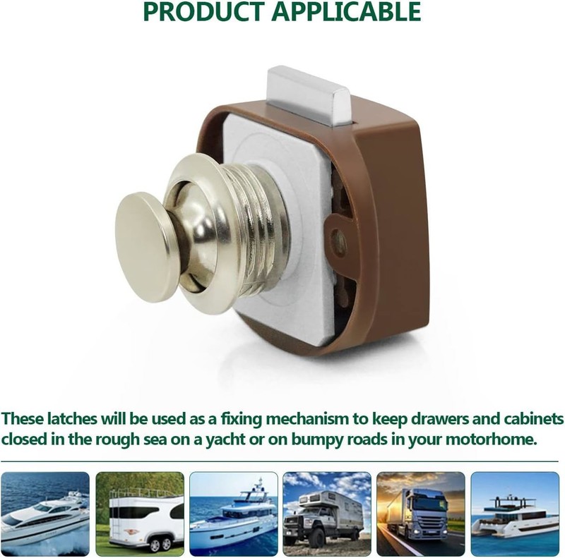 5PCS Push Button Cabinet Latch for RV Camper / Motor home Cupboard Caravan Lock gallery