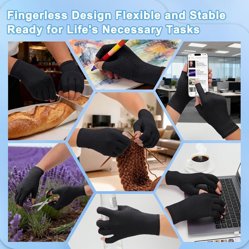 2-Pair Arthritis Compression Gloves- for Hand Arthritis, Carpal Tunnel Pain, gallery