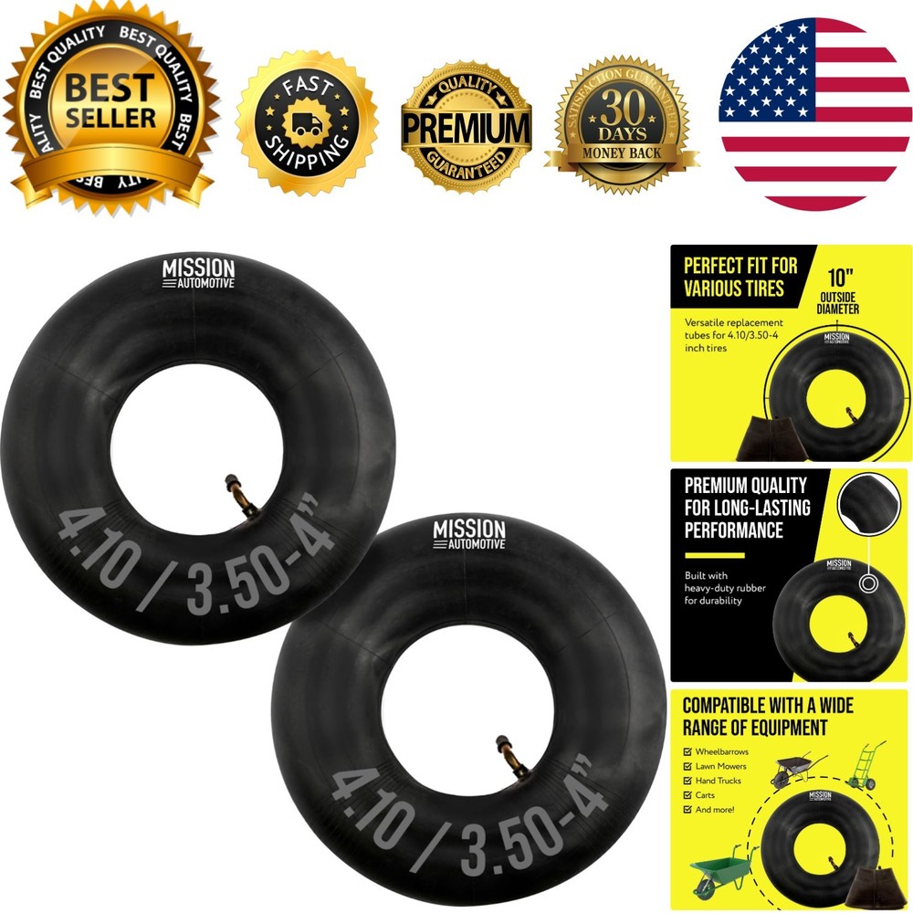 Replacement Tire Inner Tubes - 10 Inch, Convenient Pack of 2 for Garden Use