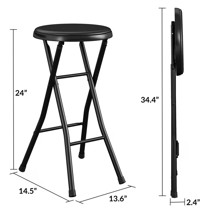 Mainstays 24" Vinyl Padded Folding Stool, Black gallery