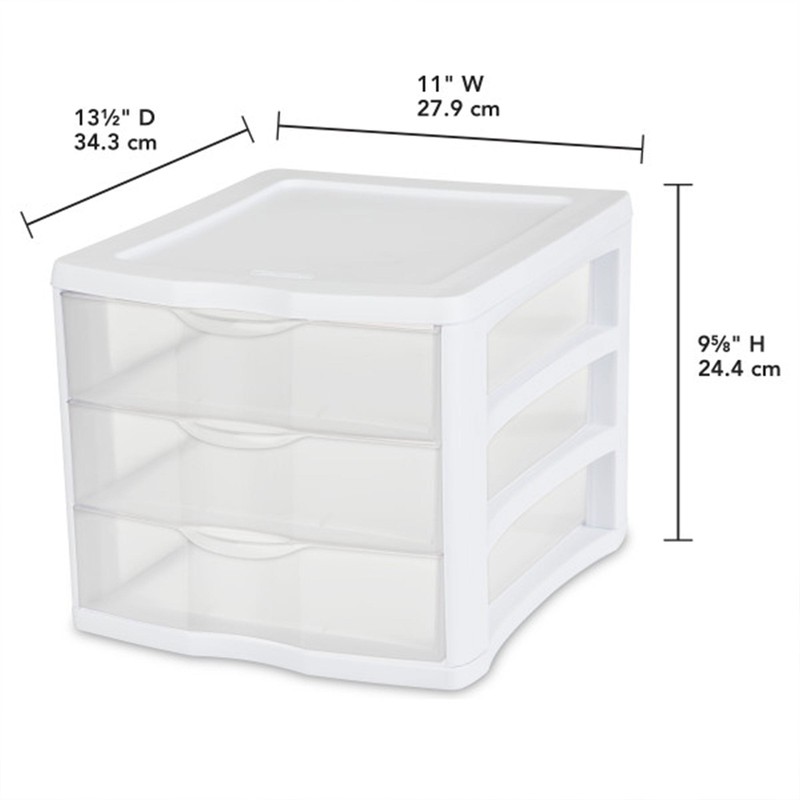White Sterilite 3 Drawer Unit Plastic, 12 qt gallery