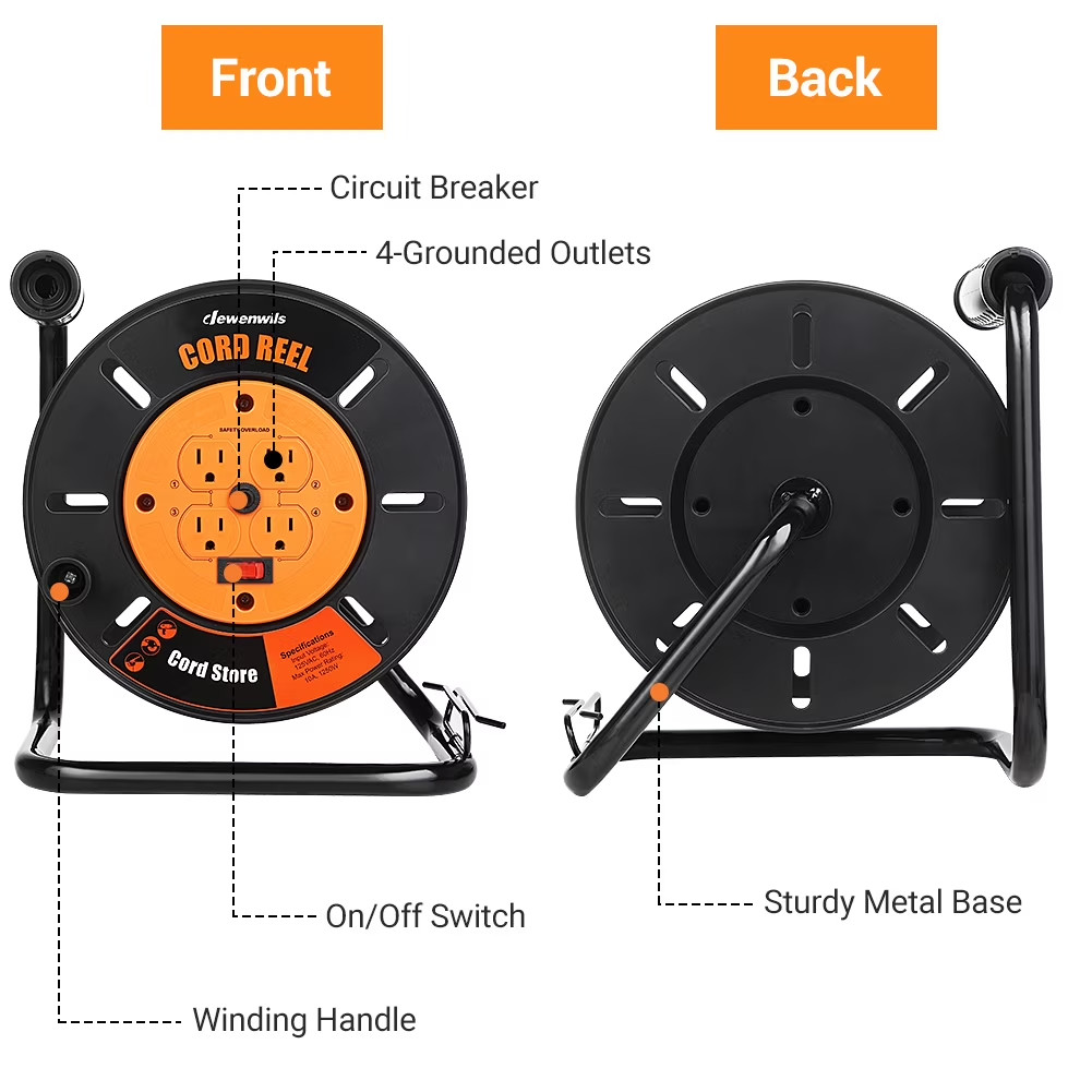 DEWENWILS Retractable Extension Cord Reel for 100 ft of 14 or 16 gauge cord gallery