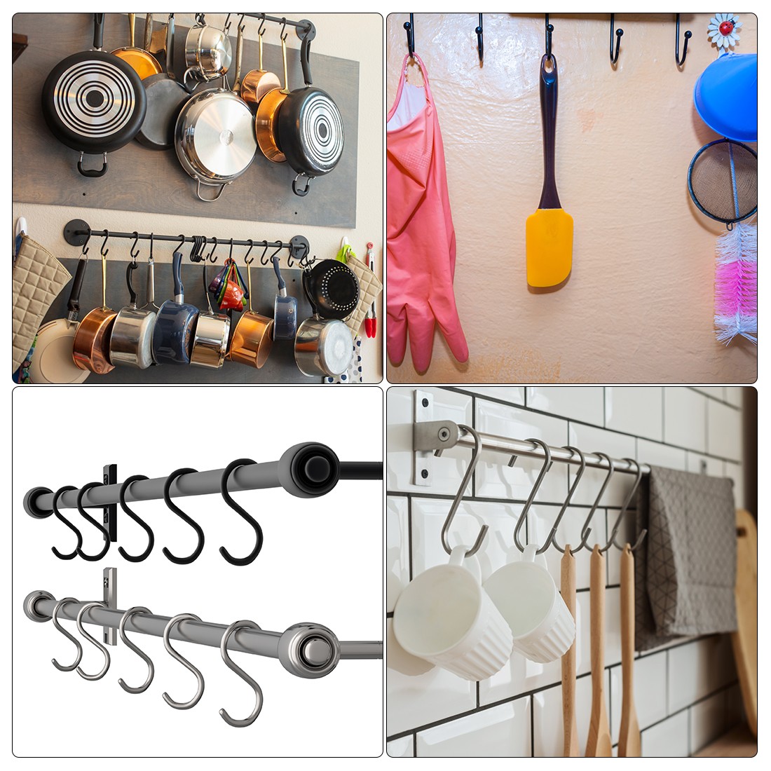 Stainless Steel S Hooks 3 Inch Flat S Shaped Hangers Multiple Uses 8pcs gallery