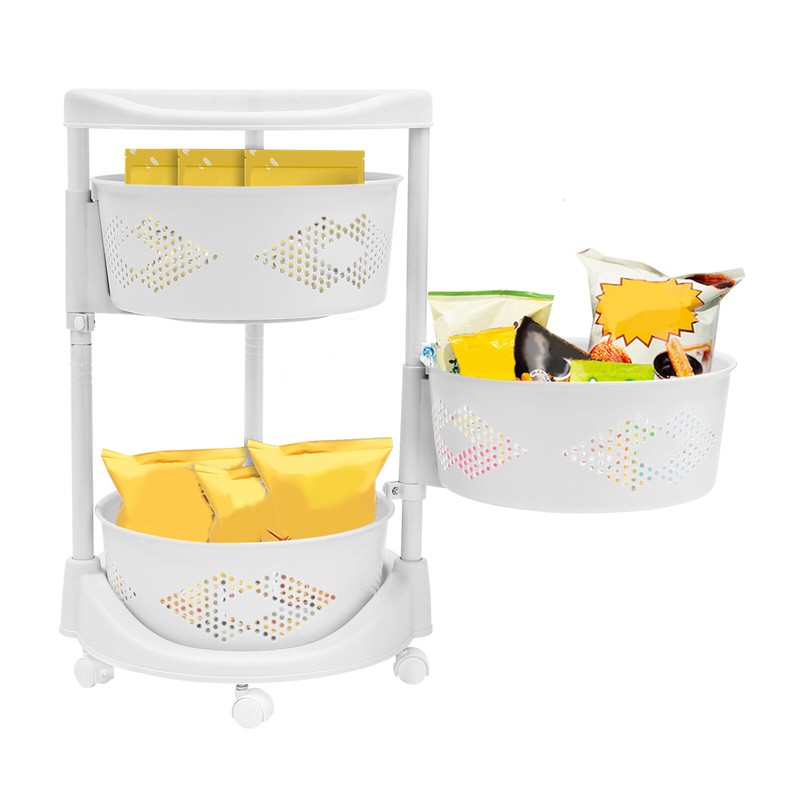 3 Tier Rotating Kitchen Storage Shelf Freestanding Storage Rack Basket Organizer gallery