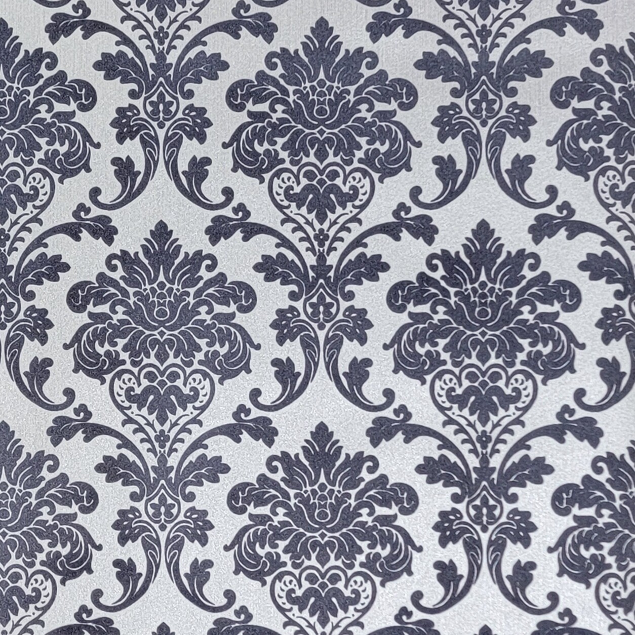 Wallpaper rolls flocking navy blue silver metallic Flocked vintage velvet Damask gallery