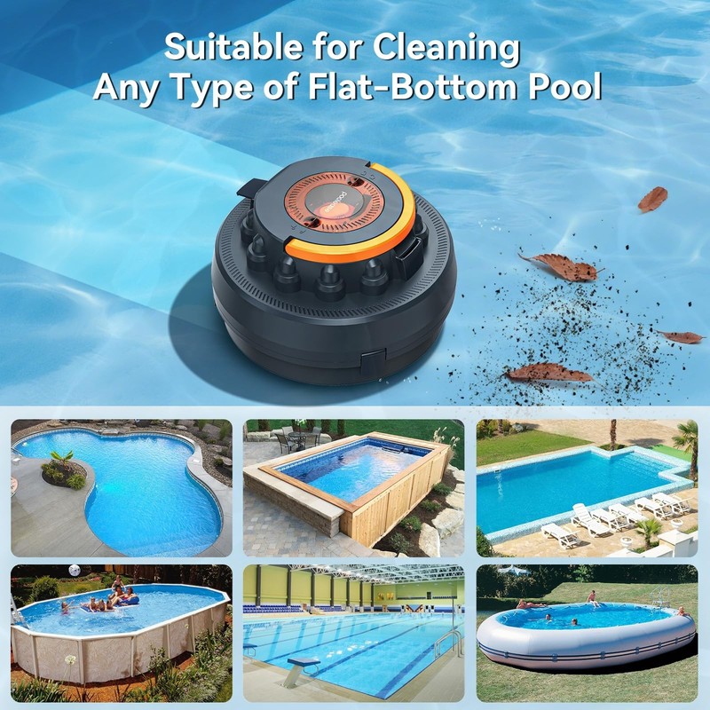 Cordless Robotic Pool Cleaner Vacuum for Above/In Ground Pools, 45W Dual-Motor, gallery