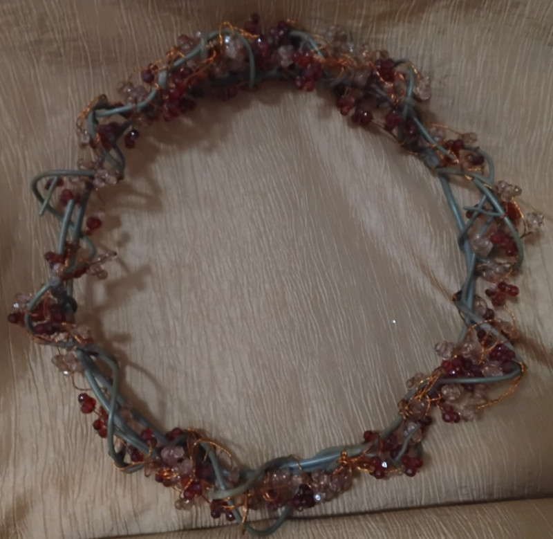 PartyLite Metal/Copper Wire/Gemstones Candle Ring Decorative Centerpiece--10" gallery