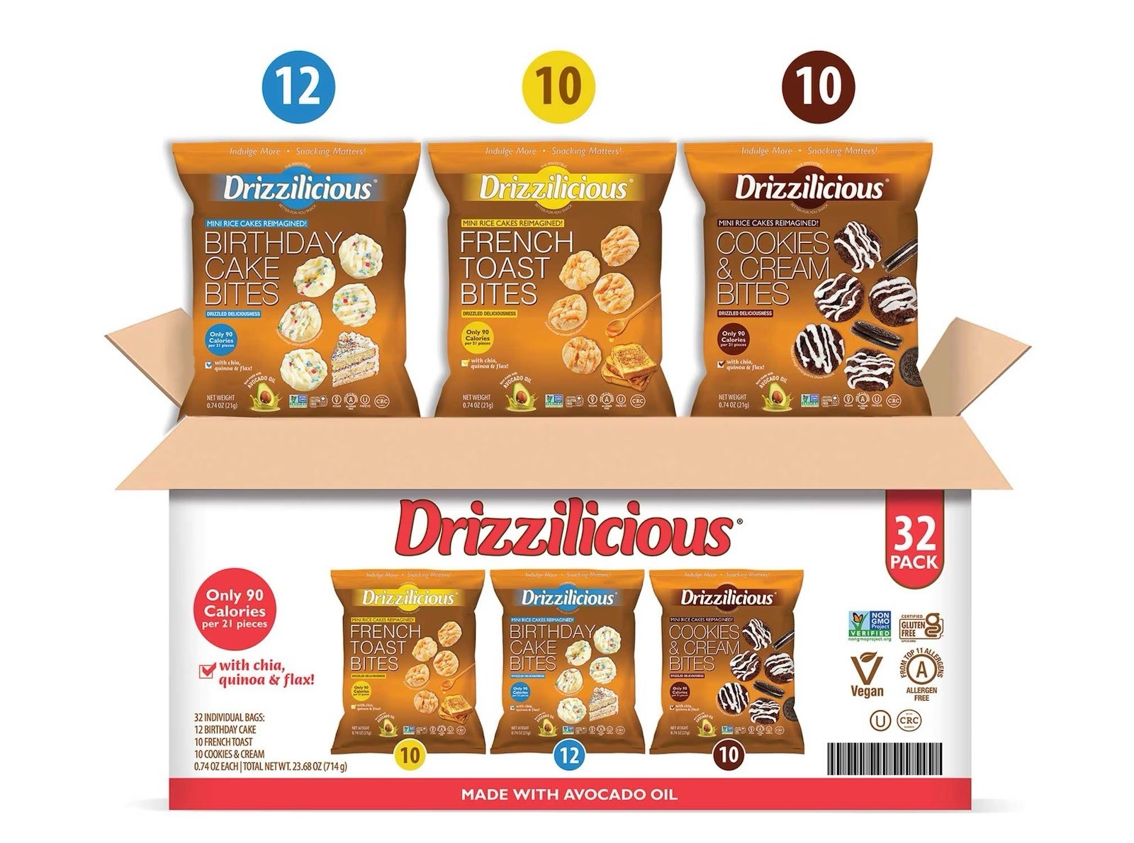 Drizzilicious Mini Rice Cake Bites Variety Pack (32 Count) gallery