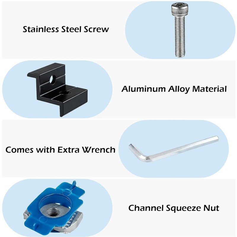 10pcs Solar Panel End Clamp Compatible with Standard Unistrut, Premium Aluminum gallery