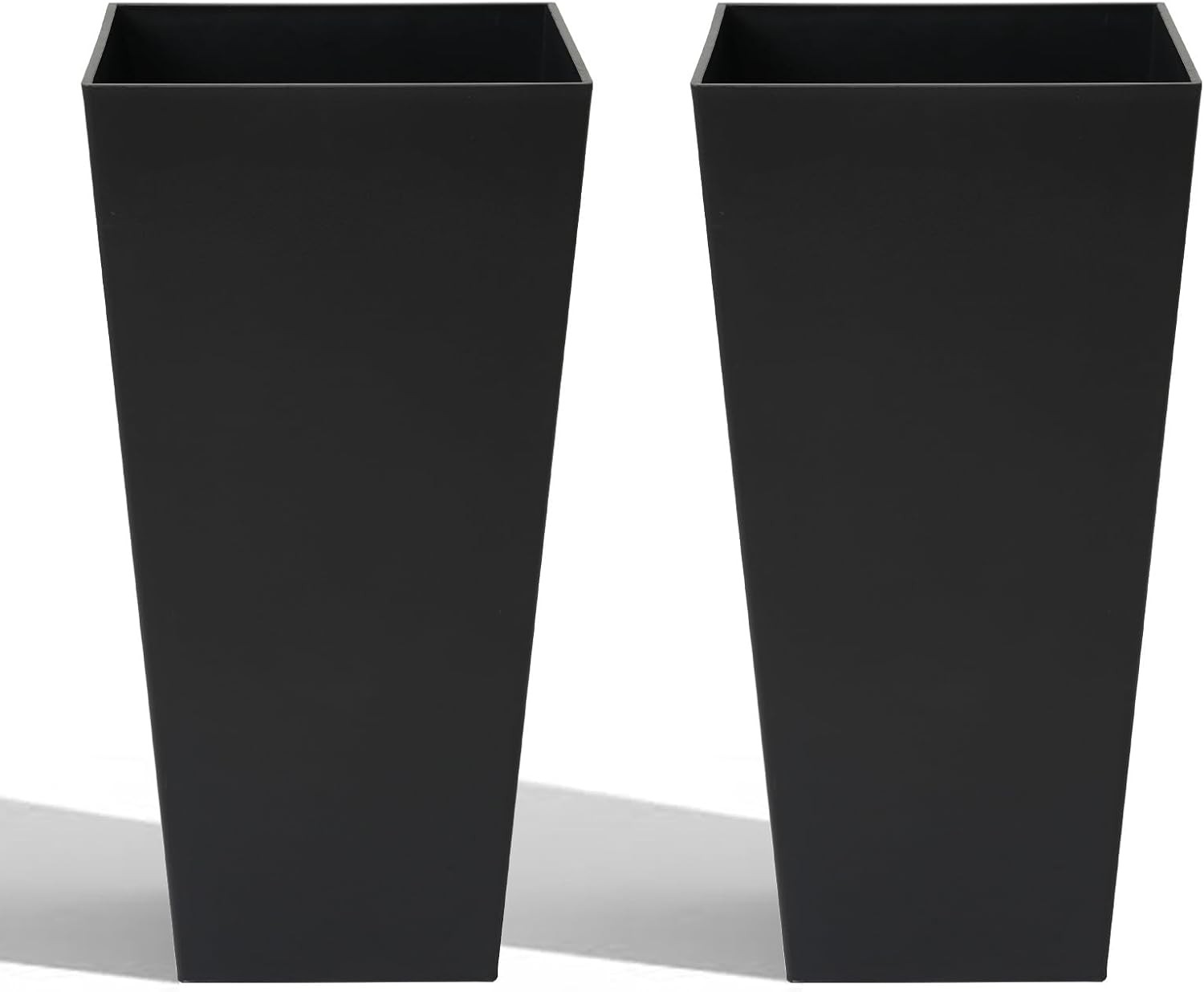 2PCS Black 30"Tall Square Planters Detachable Tray Patio Garden Tree Flower Pots gallery