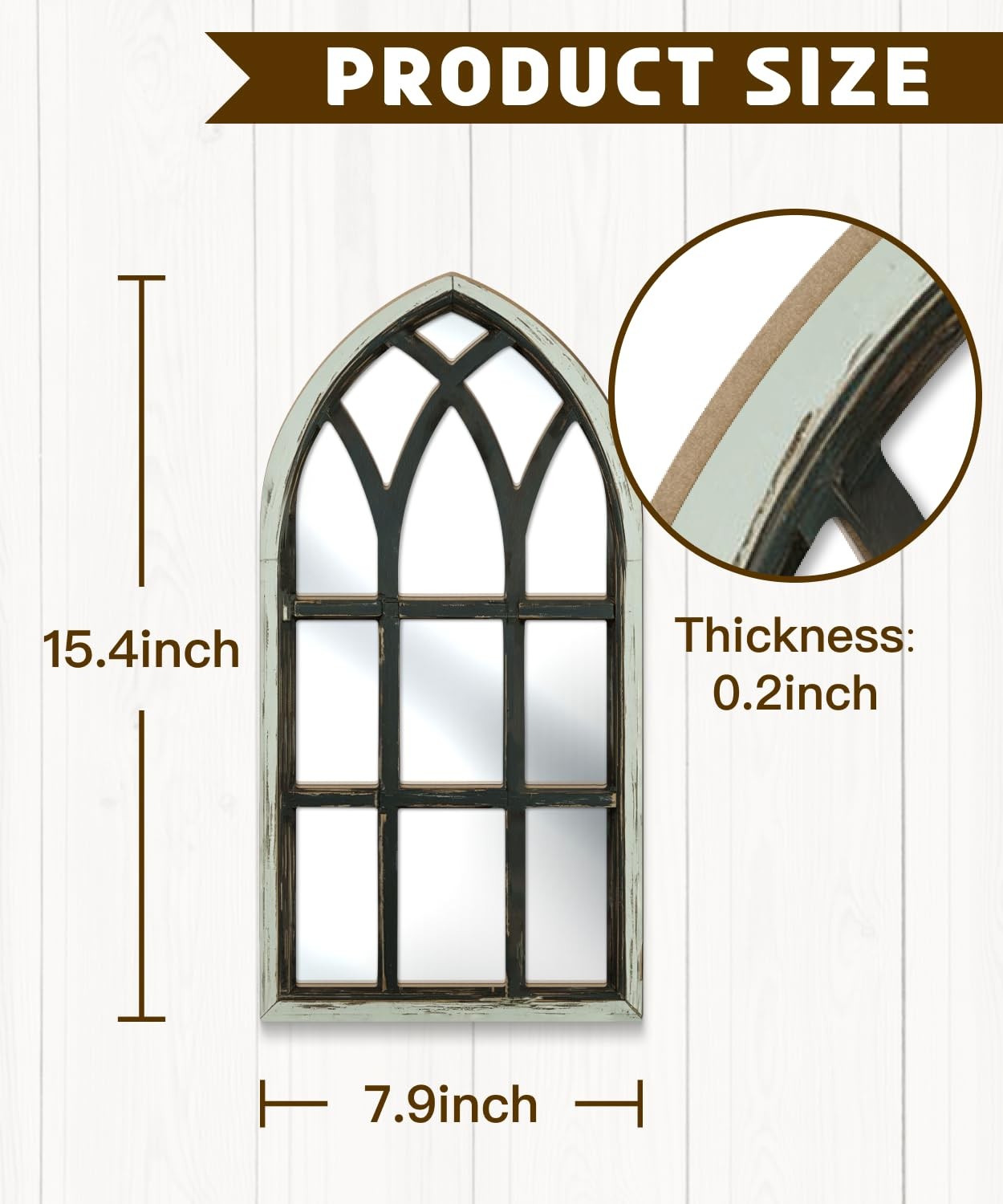 Putuo Decor Set of 2 Gothic Arch Window Frame Wall 16.53x8.66, Black gallery