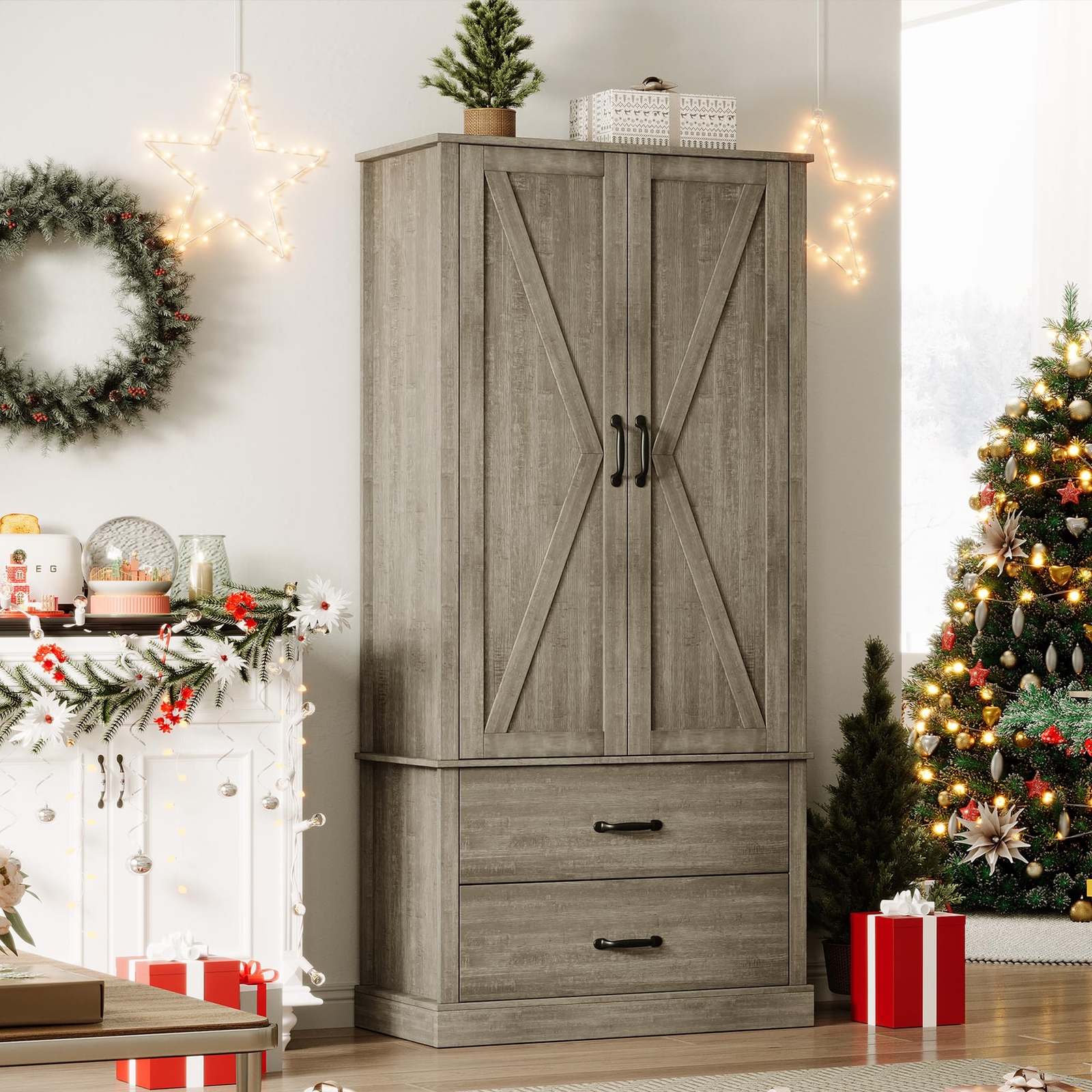 65' Tall Kitchen Pantry Cabinet Freestanding Storage Cabinet with 2 Large Drawer gallery
