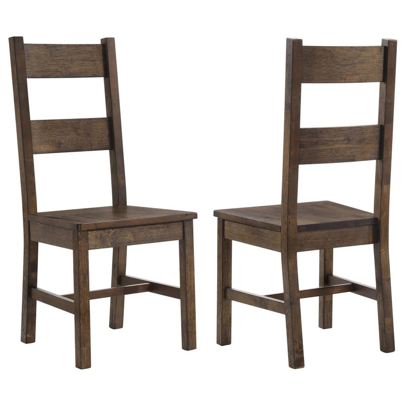 7 Pc Dining Set Table and/or 6 Tall Ladderback Solid Chairs Brown Rustic 300 lb gallery