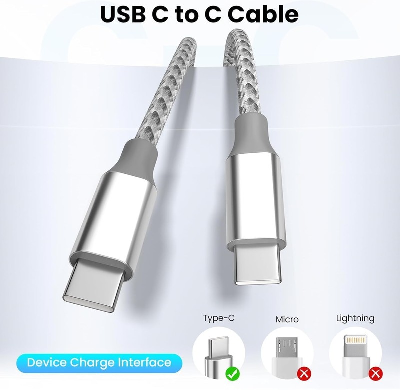 KYEHD USB C Cable，3 Pack 10FT 60W Fast Charging USB C to USB C Cable, Durable Ty gallery