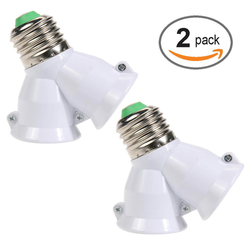 2 in 1 E27 Lamp Socket Splitter Adapter Light Double Y Bulb Base Stand Holder 2X gallery