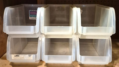 6 BOXES Medium Clear Plastic Stackable Storage Bins Boxes L11″ x H5″ x W5.5″!!!