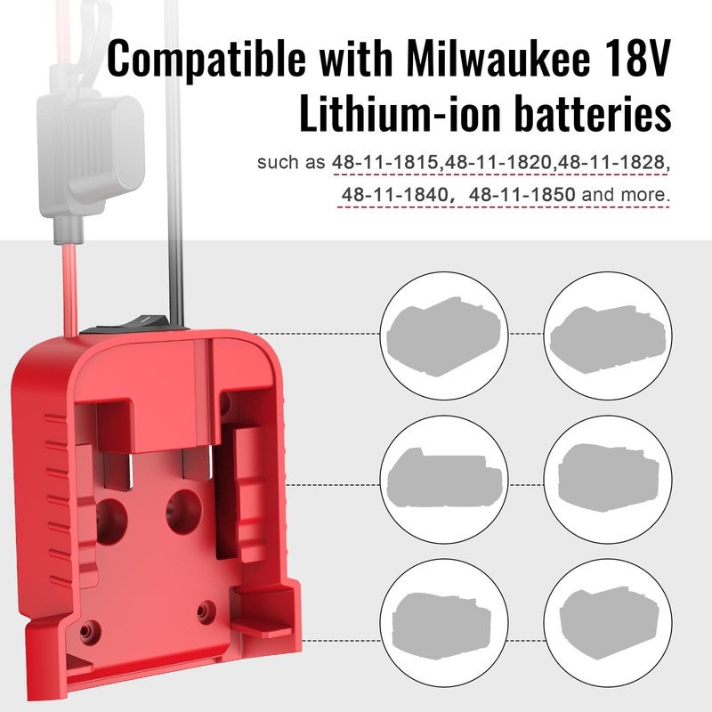DIY Adapter Power Wheel Compatible With Milwaukee 18V Battery Connect Dock gallery