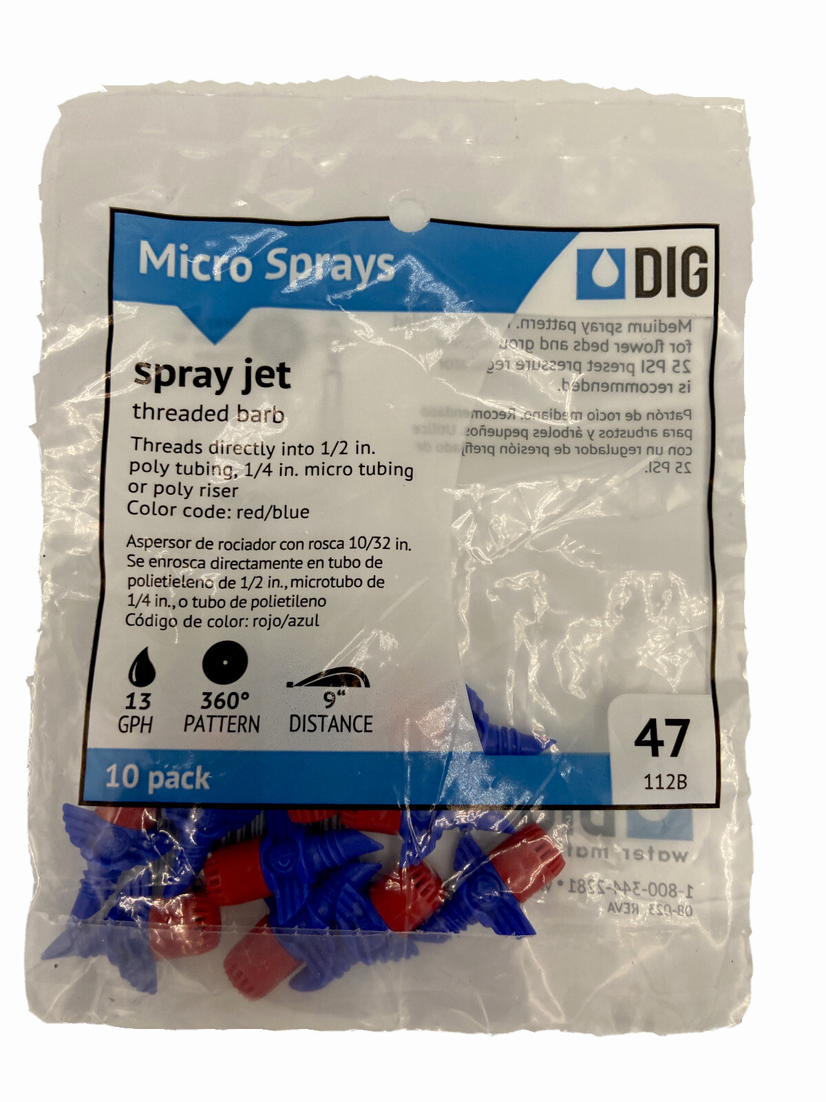 DIG 47 112B 360 Degree Micro Spray Jet - 10 Pack Red & Blue gallery