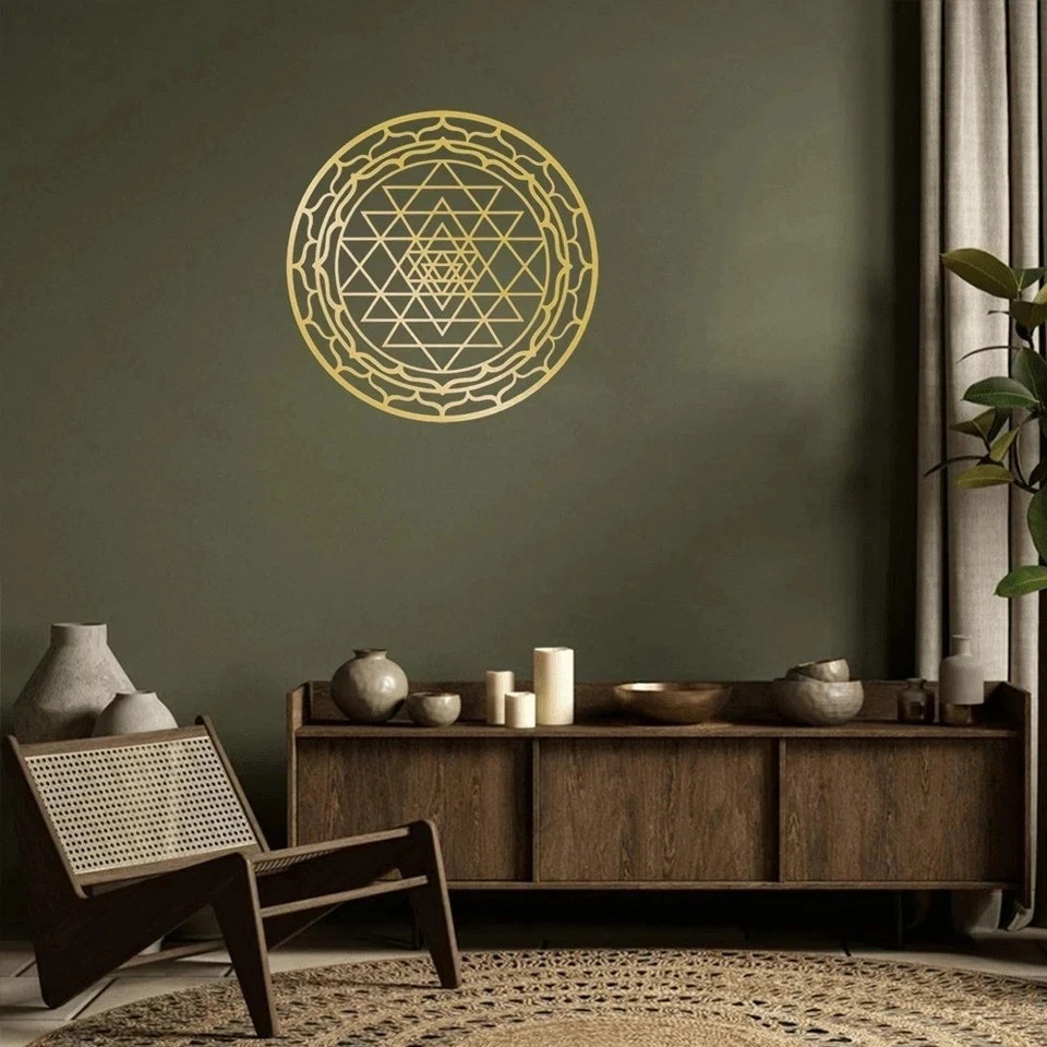 Sacred Geometry Metal Wall Art Handcrafted Yantra Mandala Decor For Home gallery