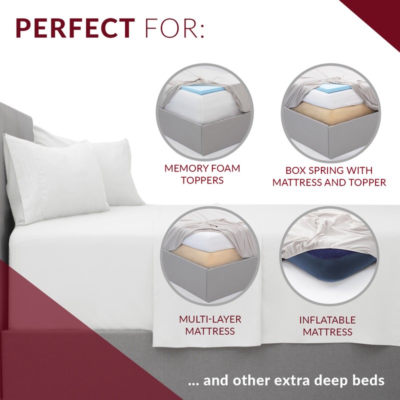 Mellanni Fitted Sheet Microfiber Extra Deep Pocket Up To 21" Deep Mattress gallery