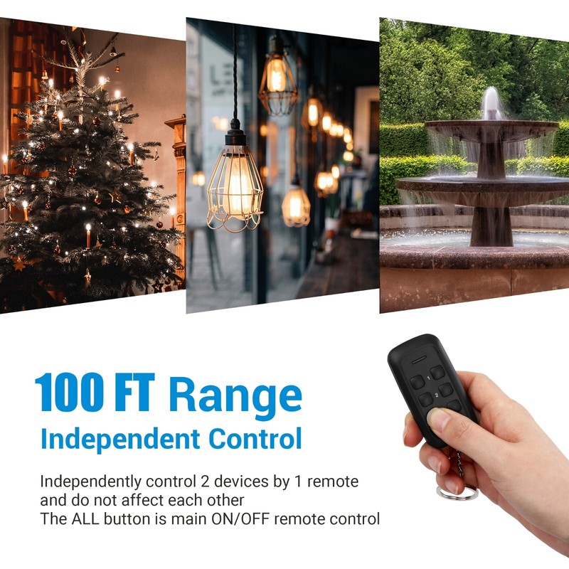 DEWENWILS Outdoor Remote Control Outlet,15A Heavy Duty w/2 Remote, Weatherproof gallery