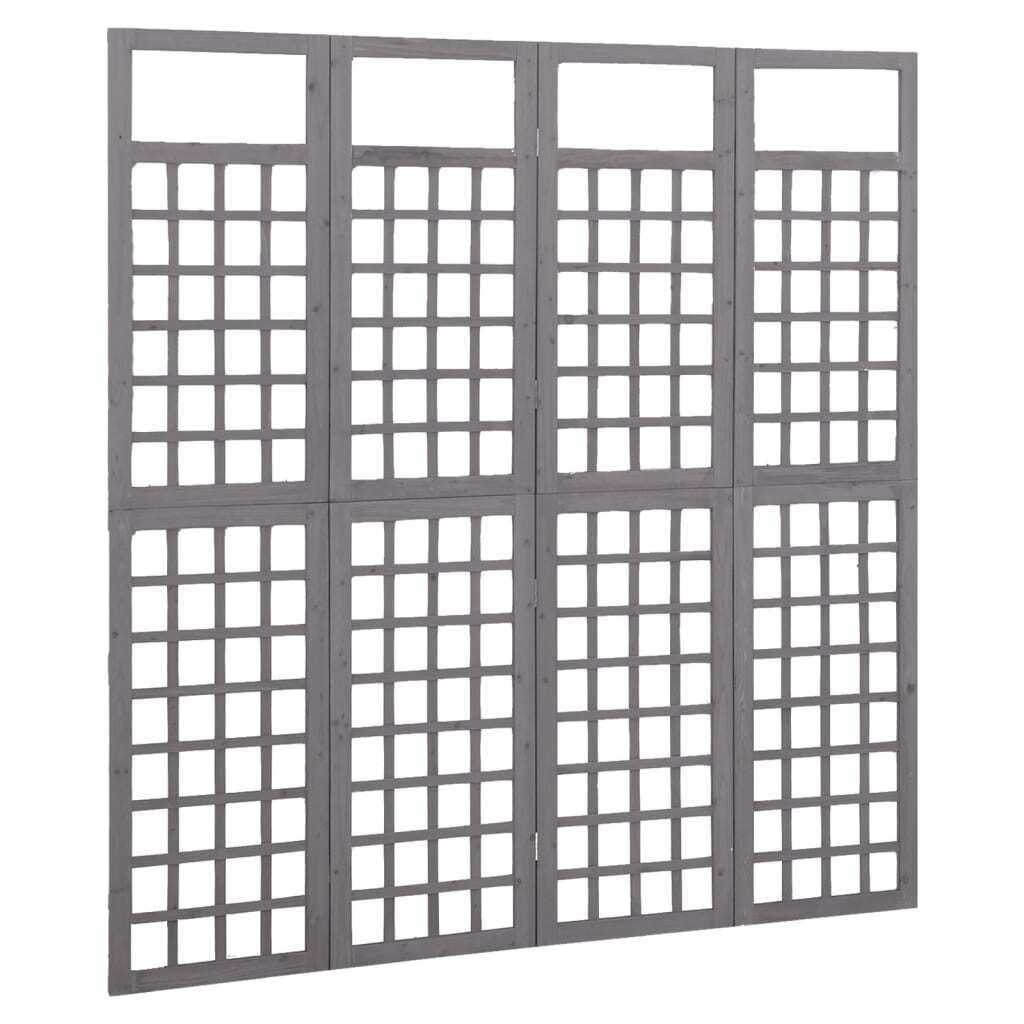 4-Panel Room Divider/Trellis Solid Fir Wood Gray 63.4"x70.9 gallery