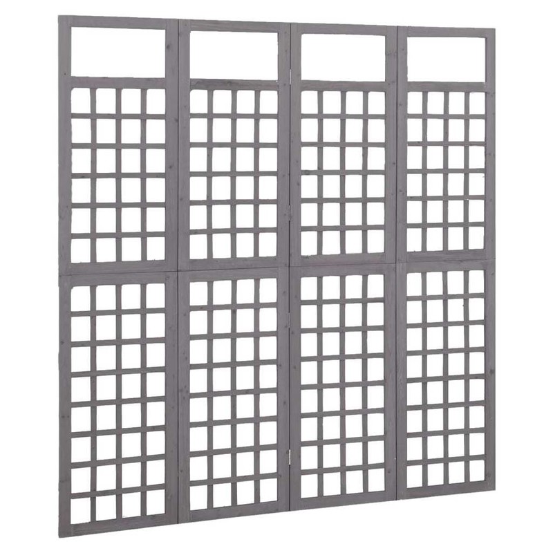 4-Panel Room Divider/Trellis Solid Fir Wood Gray 63.4"x70.9 gallery