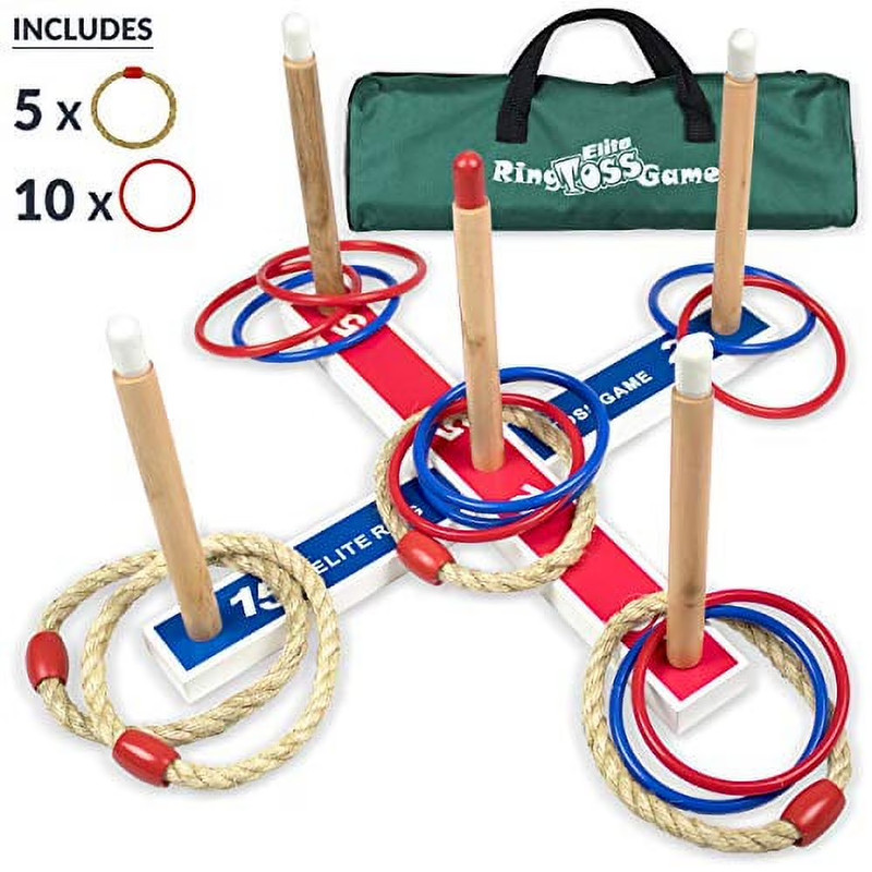 Target Ring Toss Game Set Indoor Outdoor Portable Storage Bag Wooden Peg Base gallery