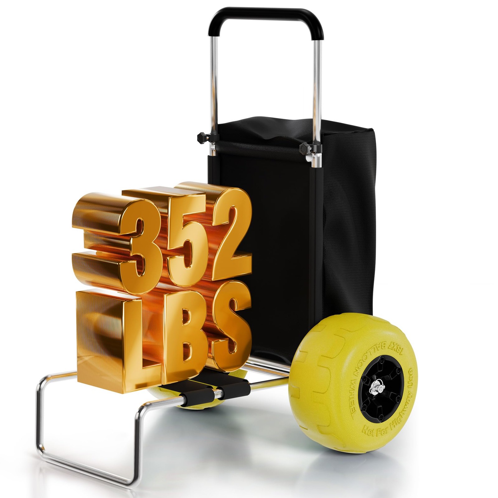 Beach Cart 13 Balloon Wheels 352LBS Folding Aluminum Yellow Adjustable Sand Deck gallery
