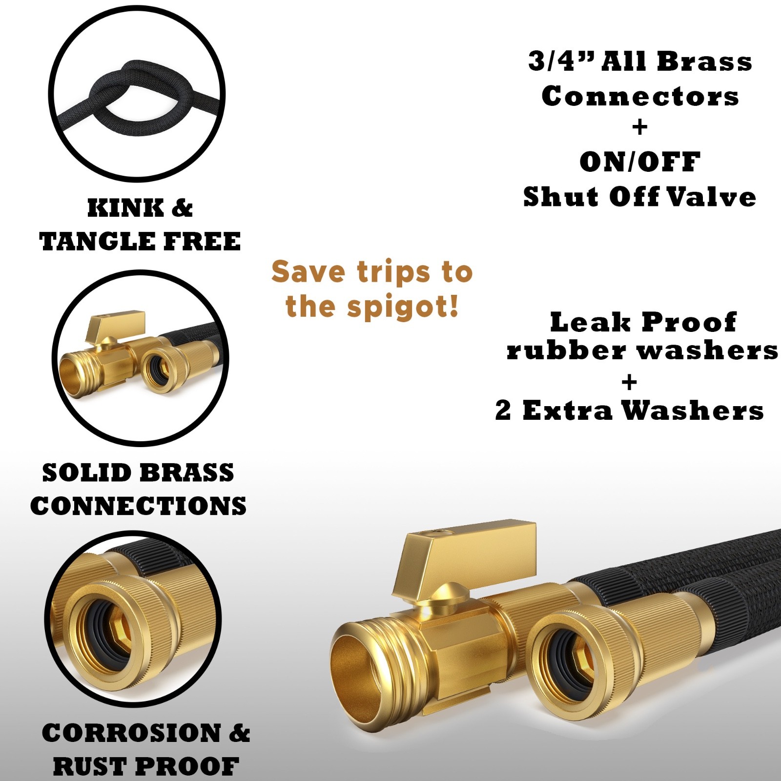 150FT Expandable Garden Hose Heavy Duty Brass Fittings Shut Off Valve gallery
