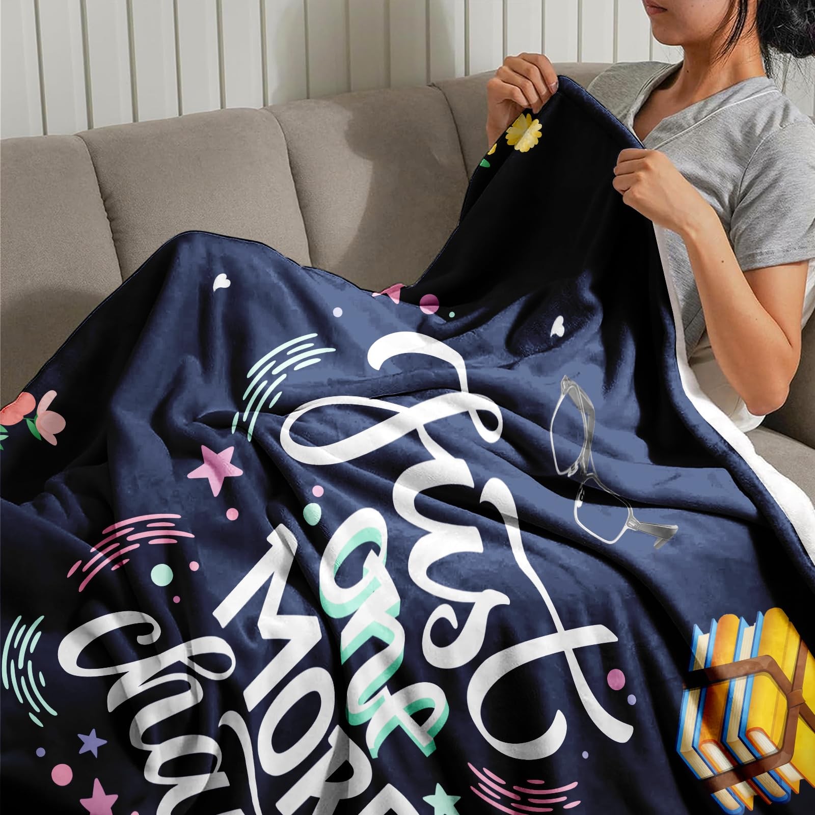 50x60" "Just One More Chapter" Flannel Reading Throw Blanket for Book Lovers gallery