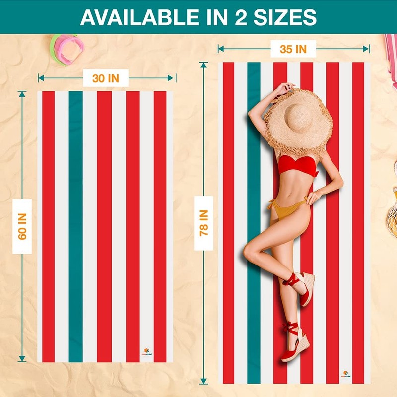 SUN CUBE Microfiber Beach Towel, Quick Dry Sand Free Beach Towel, Lightweight... gallery
