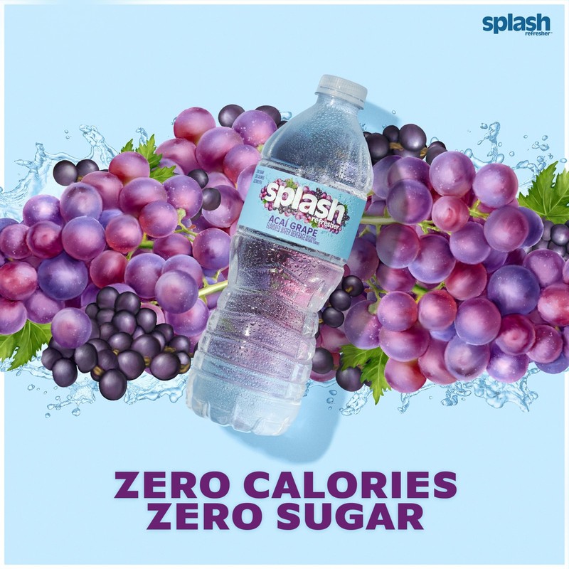Splash Refresher Acai Grape Flavored Water, 16.9 Fl Oz (Pack of 12), Clear gallery
